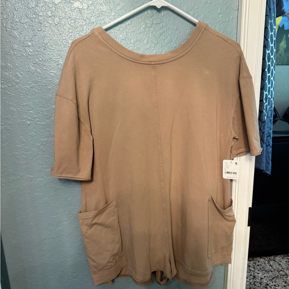 Free People Mocha Latte Hot Shot Tee Romper - Picture 2 of 2
